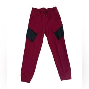 Red Jogger Pants with Black Pockets